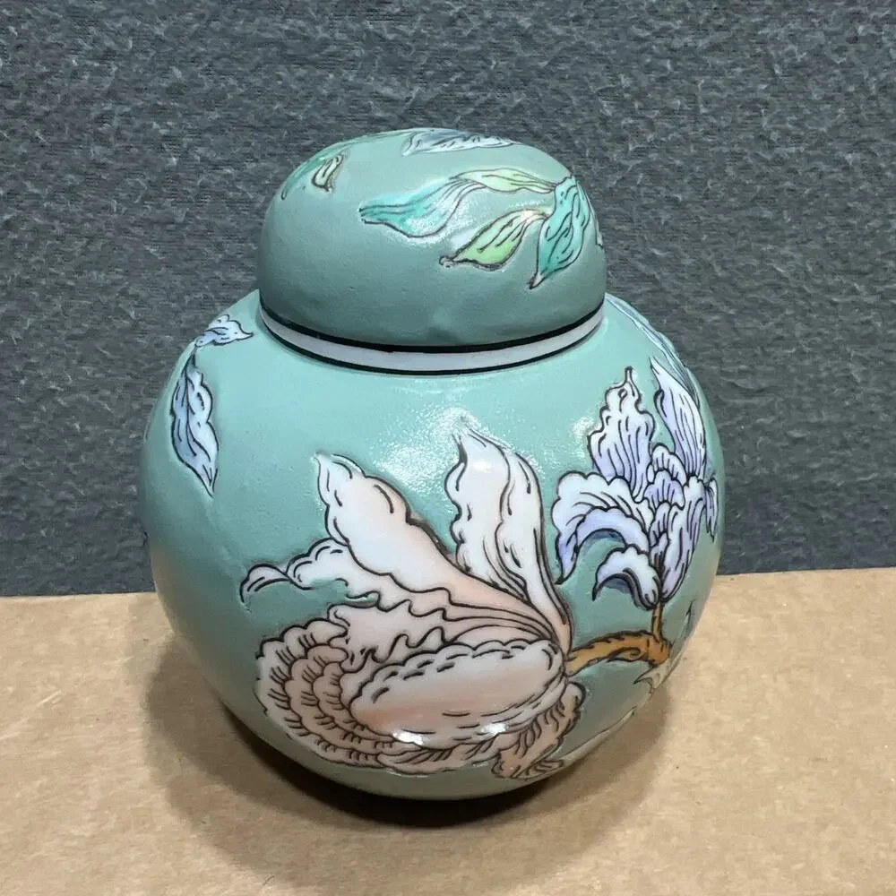 Vintage Chinese PCP Porcelain Hand Painted Ginger Jar Made In Macau